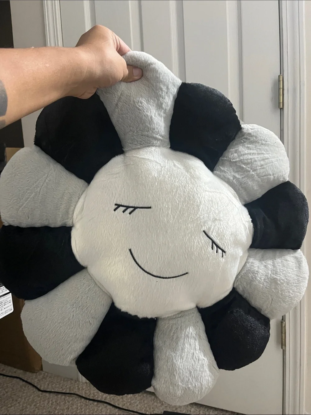 Takashi Murakami Flower Floor Pillow – Gray & Black 60CM